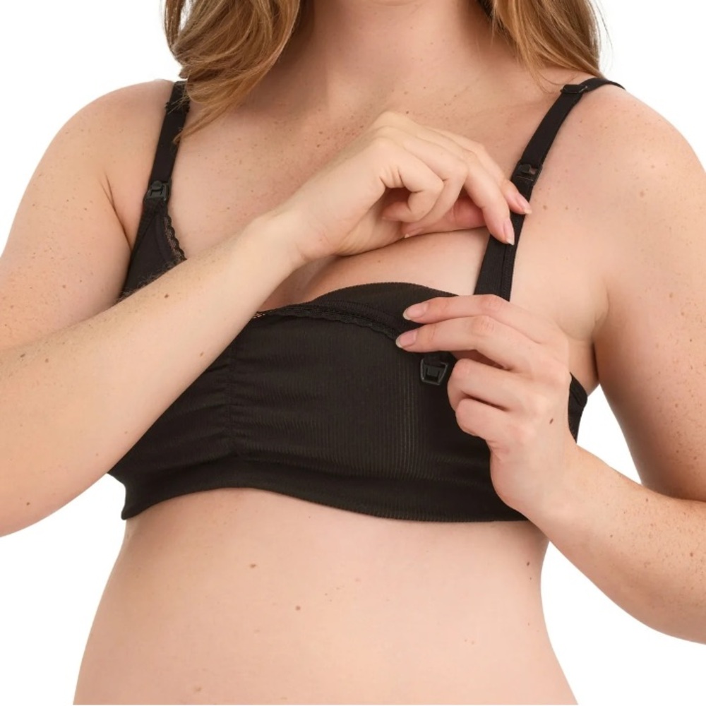 Women's Maternity Ribbed Cotton-Blend Nursing Bralette 2-Pack Size M - Picture 5 of 10